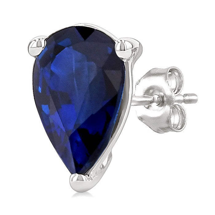 4X3 MM Pear Shape Sapphire Precious Stud Earrings in 10K White Gold