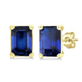 4X3 MM Octagon Shape Sapphire Precious Stud Earrings in 10K Yellow Gold