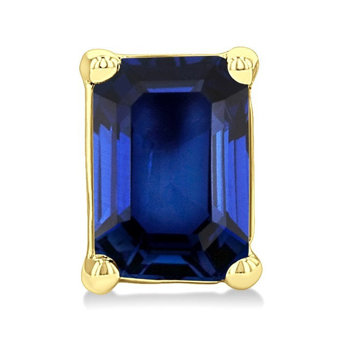 4X3 MM Octagon Shape Sapphire Precious Stud Earrings in 10K Yellow Gold