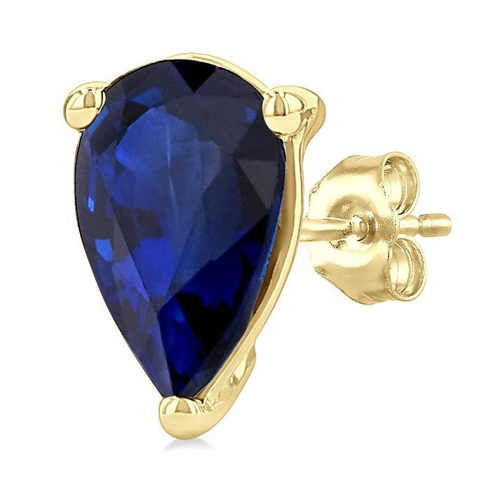 4X3 MM Pear Shape Sapphire Precious Stud Earrings in 10K Yellow Gold