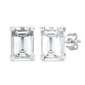 4X3 MM Octagon Shape White Topaz Semi-Precious Stud Earrings in 10K White Gold
