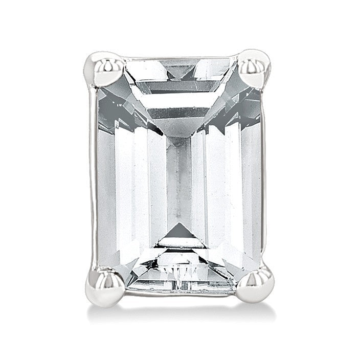 4X3 MM Octagon Shape White Topaz Semi-Precious Stud Earrings in 10K White Gold