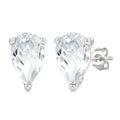 4X3 MM Pear Shape White Topaz Semi-Precious Stud Earrings in 10K White Gold
