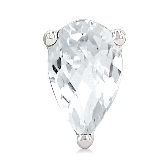 4X3 MM Pear Shape White Topaz Semi-Precious Stud Earrings in 10K White Gold