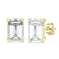 4X3 MM Octagon Shape White Topaz Semi-Precious Stud Earrings in 10K Yellow Gold