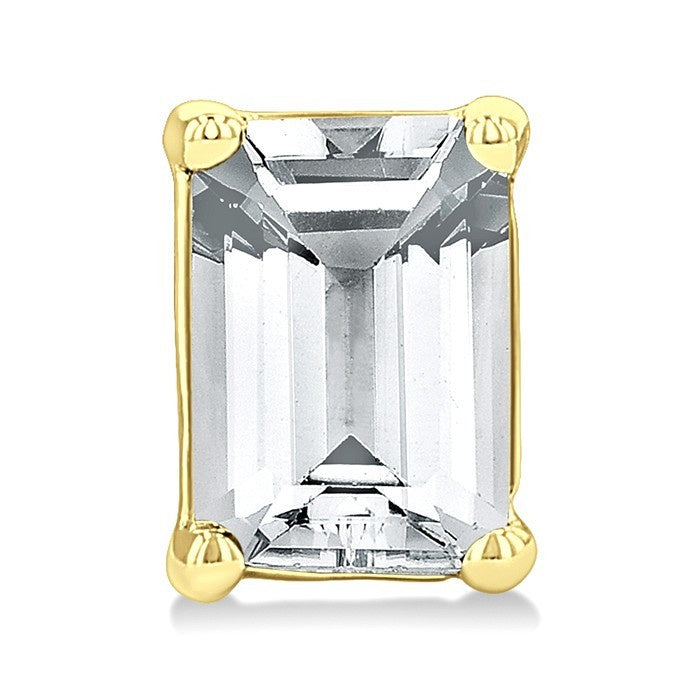 4X3 MM Octagon Shape White Topaz Semi-Precious Stud Earrings in 10K Yellow Gold