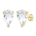 4X3 MM Pear Shape White Topaz Semi-Precious Stud Earrings in 10K Yellow Gold