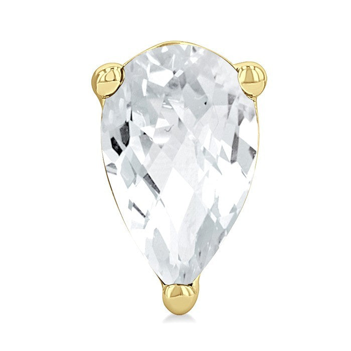 4X3 MM Pear Shape White Topaz Semi-Precious Stud Earrings in 10K Yellow Gold