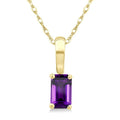 5X3 MM Octagon Shape Amethyst Semi-Precious Solitaire Pendant With Chain in 10K Yellow Gold