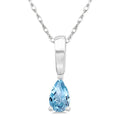 5X3 MM Pear Shape Aquamarine Semi-Precious Solitaire Pendant With Chain in 10K White Gold