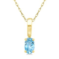 5X3 MM Oval Shape Aquamarine Semi-Precious Solitaire Pendant With Chain in 10K Yellow Gold