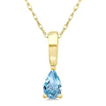 5X3 MM Pear Shape Aquamarine Semi-Precious Solitaire Pendant With Chain in 10K Yellow Gold