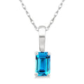 5X3 MM Octagon Shape Blue Topaz Semi-Precious Solitaire Pendant With Chain in 10K White Gold