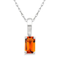 5X3 MM Octagon Shape Citrine Semi-Precious Solitaire Pendant With Chain in 10K White Gold