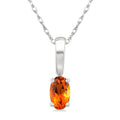 5X3 MM Oval Shape Citrine Semi-Precious Solitaire Pendant With Chain in 10K White Gold