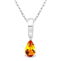 5X3 MM Pear Shape Citrine Semi-Precious Solitaire Pendant With Chain in 10K White Gold