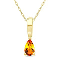 5X3 MM Pear Shape Citrine Semi-Precious Solitaire Pendant With Chain in 10K Yellow Gold