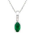 5X3 MM Oval Shape Emerald Precious Solitaire Pendant With Chain in 10K White Gold