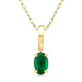 5X3 MM Oval Shape Emerald Precious Solitaire Pendant With Chain in 10K Yellow Gold