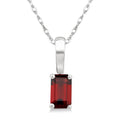 5X3 MM Octagon Shape Garnet Semi-Precious Solitaire Pendant With Chain in 10K White Gold
