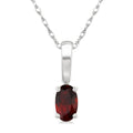 5X3 MM Oval Shape Garnet Semi-Precious Solitaire Pendant With Chain in 10K White Gold