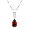 5X3 MM Pear Shape Garnet Semi-Precious Solitaire Pendant With Chain in 10K White Gold