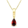 5X3 MM Pear Shape Garnet Semi-Precious Solitaire Pendant With Chain in 10K Yellow Gold