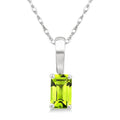 5X3 MM Octagon Shape Peridot Semi-Precious Solitaire Pendant With Chain in 10K White Gold