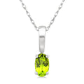 5X3 MM Oval Shape Peridot Semi-Precious Solitaire Pendant With Chain in 10K White Gold