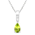 5X3 MM Pear Shape Peridot Semi-Precious Solitaire Pendant With Chain in 10K White Gold