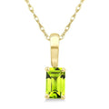 5X3 MM Octagon Shape Peridot Semi-Precious Solitaire Pendant With Chain in 10K Yellow Gold