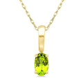 5X3 MM Oval Shape Peridot Semi-Precious Solitaire Pendant With Chain in 10K Yellow Gold