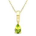 5X3 MM Pear Shape Peridot Semi-Precious Solitaire Pendant With Chain in 10K Yellow Gold