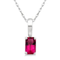 5X3 MM Octagon Shape Pink Tourmaline Semi-Precious Solitaire Pendant With Chain in 10K White Gold