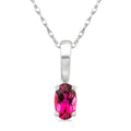 5X3 MM Oval Shape Pink Tourmaline Semi-Precious Solitaire Pendant With Chain in 10K White Gold