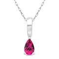 5X3 MM Pear Shape Pink Tourmaline Semi-Precious Solitaire Pendant With Chain in 10K White Gold