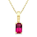 5X3 MM Octagon Shape Pink Tourmaline Semi-Precious Solitaire Pendant With Chain in 10K Yellow Gold