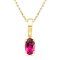 5X3 MM Oval Shape Pink Tourmaline Semi-Precious Solitaire Pendant With Chain in 10K Yellow Gold