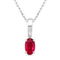 5X3 MM Oval Shape Ruby Precious Solitaire Pendant With Chain in 10K White Gold