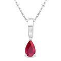 5X3 MM Pear Shape Ruby Precious Solitaire Pendant With Chain in 10K White Gold