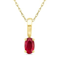 5X3 MM Oval Shape Ruby Precious Solitaire Pendant With Chain in 10K Yellow Gold