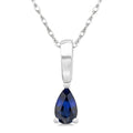 5X3 MM Pear Shape Sapphire Precious Solitaire Pendant With Chain in 10K White Gold