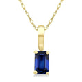 5X3 MM Octagon Shape Sapphire Precious Solitaire Pendant With Chain in 10K Yellow Gold