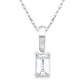 5X3 MM Octagon Shape White Topaz Semi-Precious Solitaire Pendant With Chain in 10K White Gold