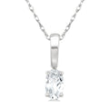 5X3 MM Oval Shape White Topaz Semi-Precious Solitaire Pendant With Chain in 10K White Gold