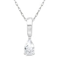 5X3 MM Pear Shape White Topaz Semi-Precious Solitaire Pendant With Chain in 10K White Gold