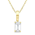5X3 MM Octagon Shape White Topaz Semi-Precious Solitaire Pendant With Chain in 10K Yellow Gold
