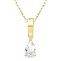 5X3 MM Pear Shape White Topaz Semi-Precious Solitaire Pendant With Chain in 10K Yellow Gold