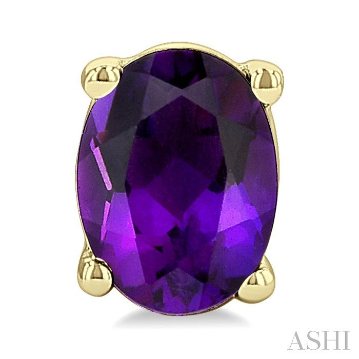 4X3 MM Oval Shape Amethyst Semi-Precious Stud Earrings in 10K Yellow Gold