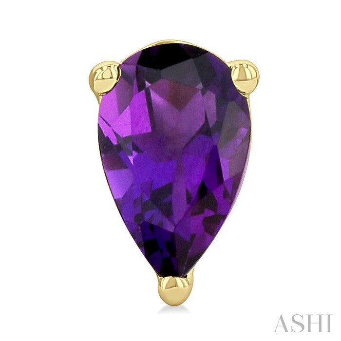 4X3 MM Pear Shape Amethyst Semi-Precious Stud Earrings in 10K Yellow Gold